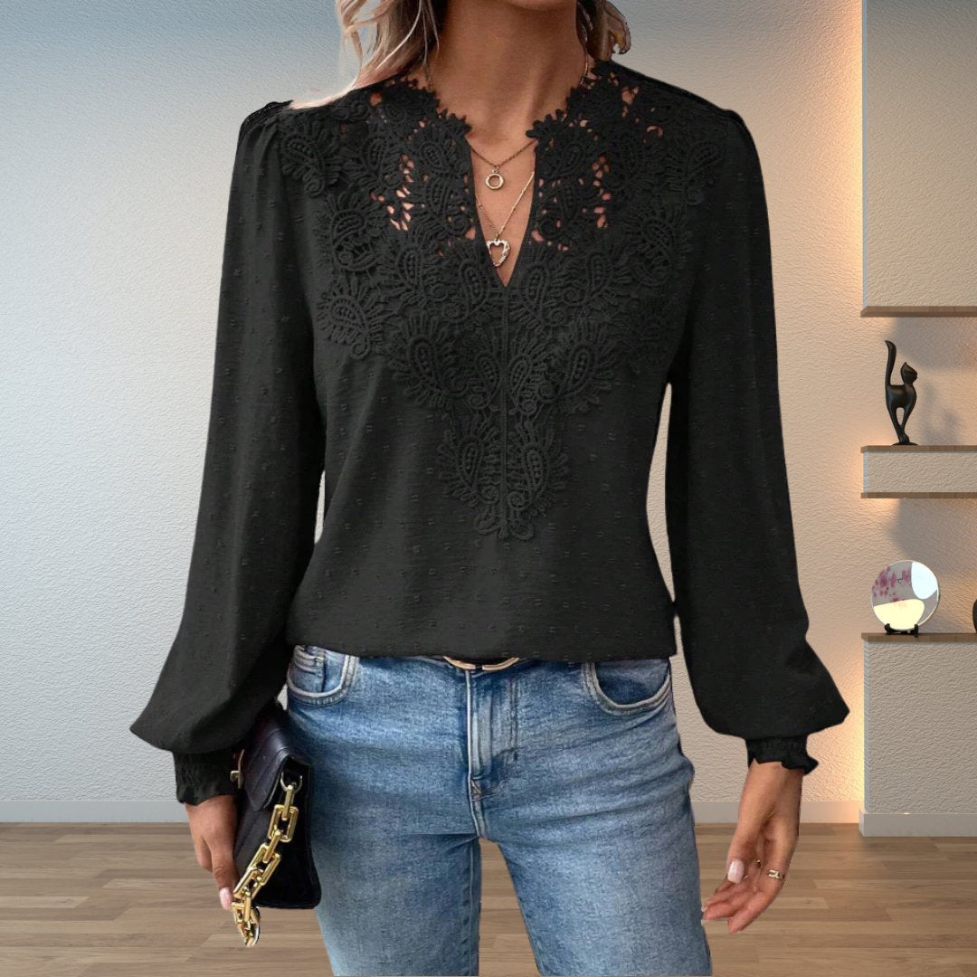 Women's V-Neck Blouse | Lace Bodice · Faylori