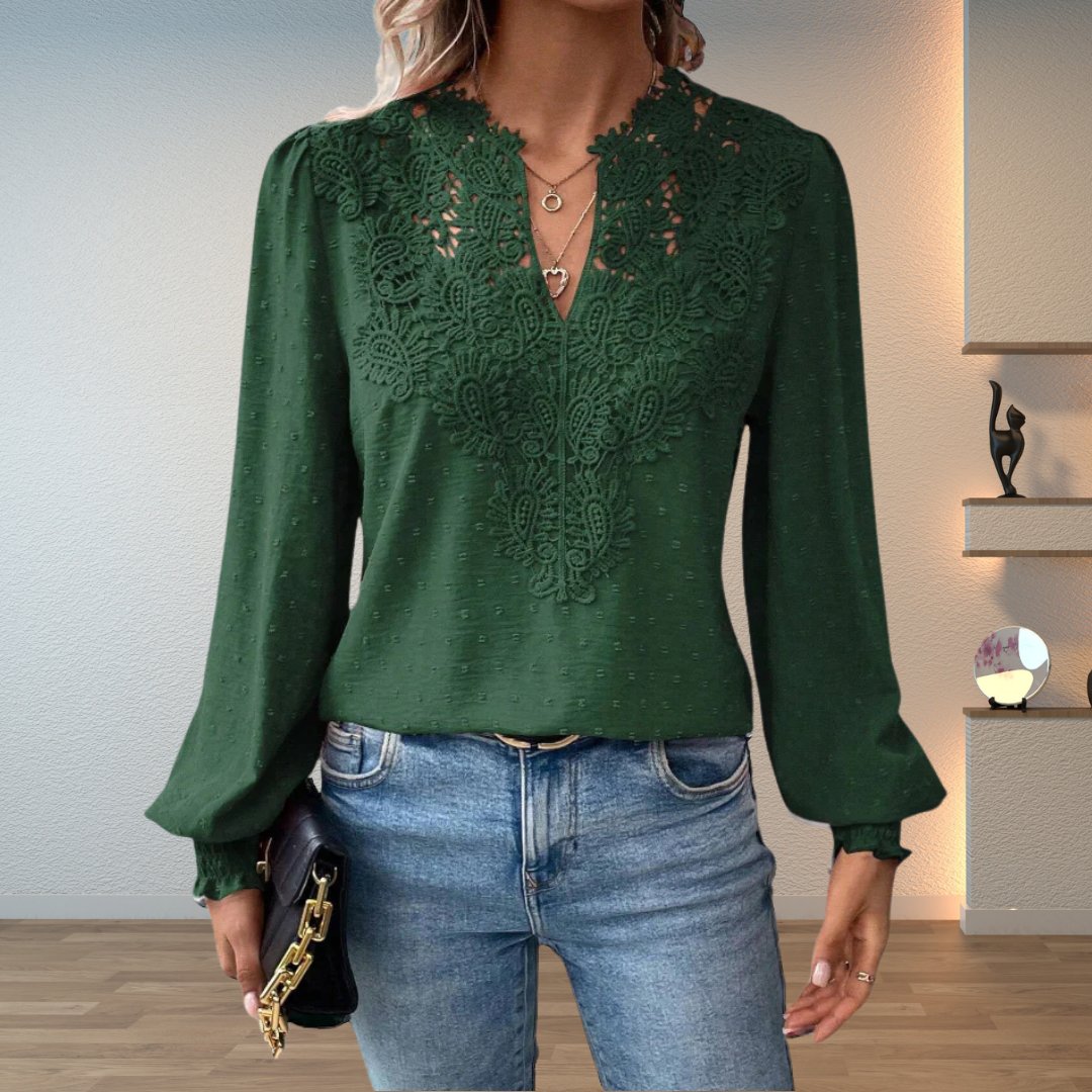 Women's V-Neck Blouse | Lace Bodice · Faylori