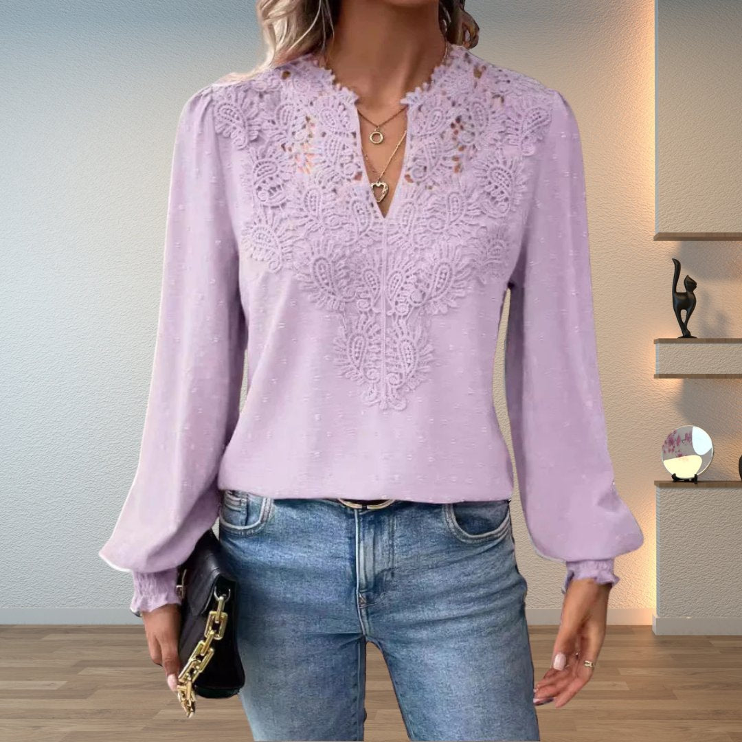 Women's V-Neck Blouse | Lace Bodice · Faylori