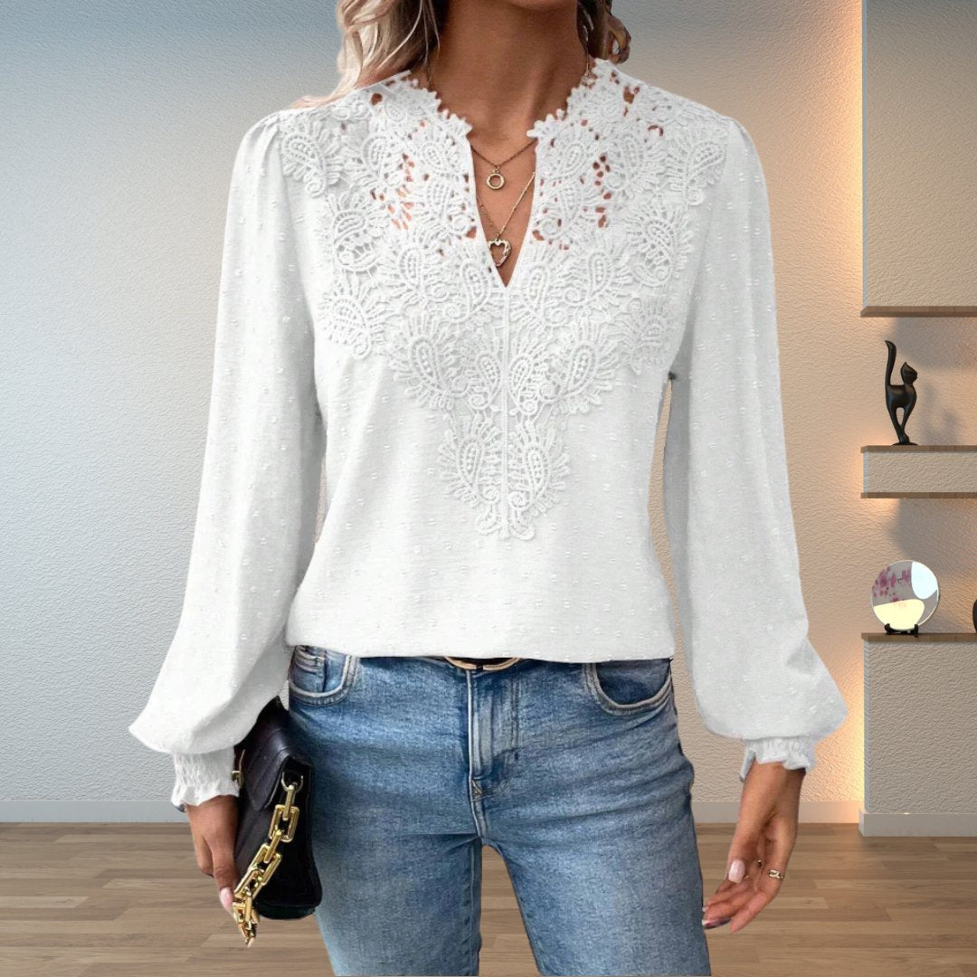 Women's V-Neck Blouse | Lace Bodice · Faylori
