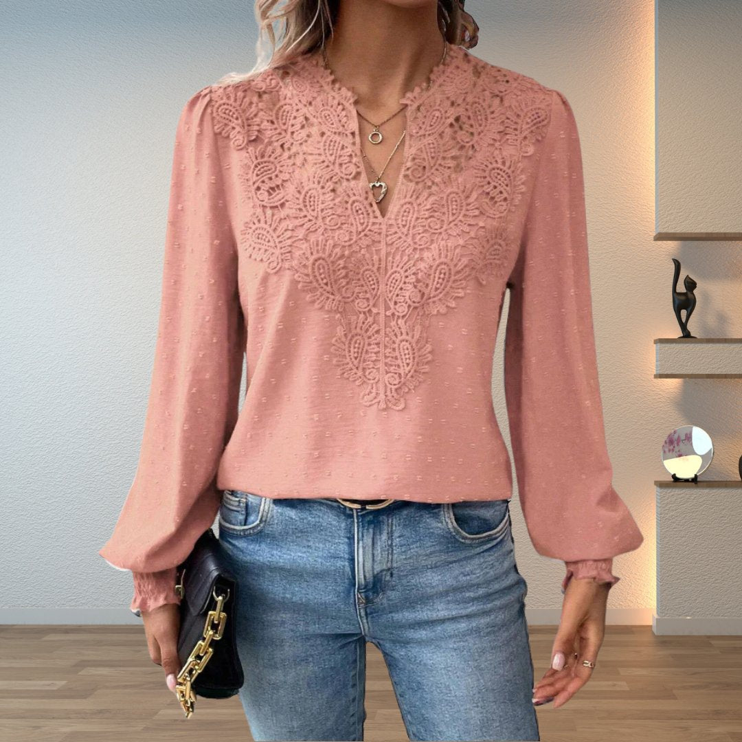 Women's V-Neck Blouse | Lace Bodice · Faylori
