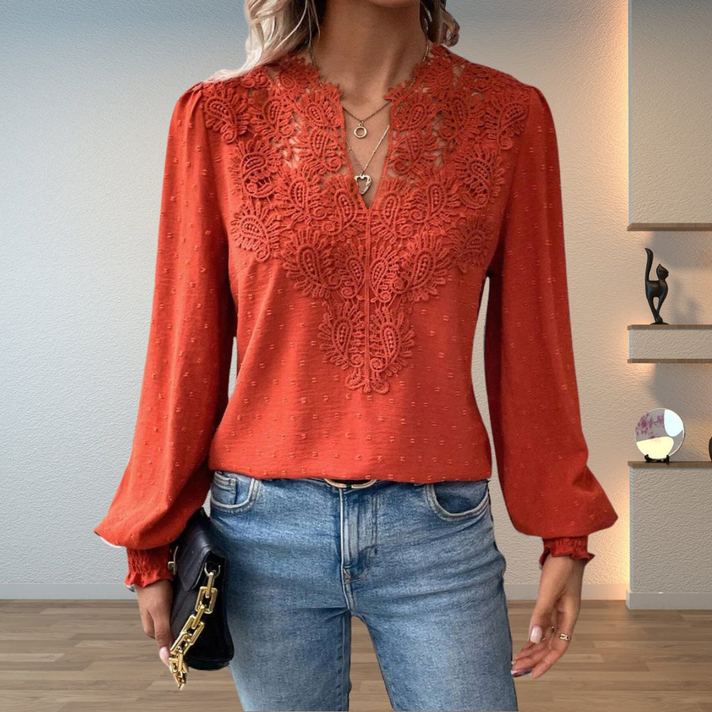 Women's V-Neck Blouse | Lace Bodice · Faylori