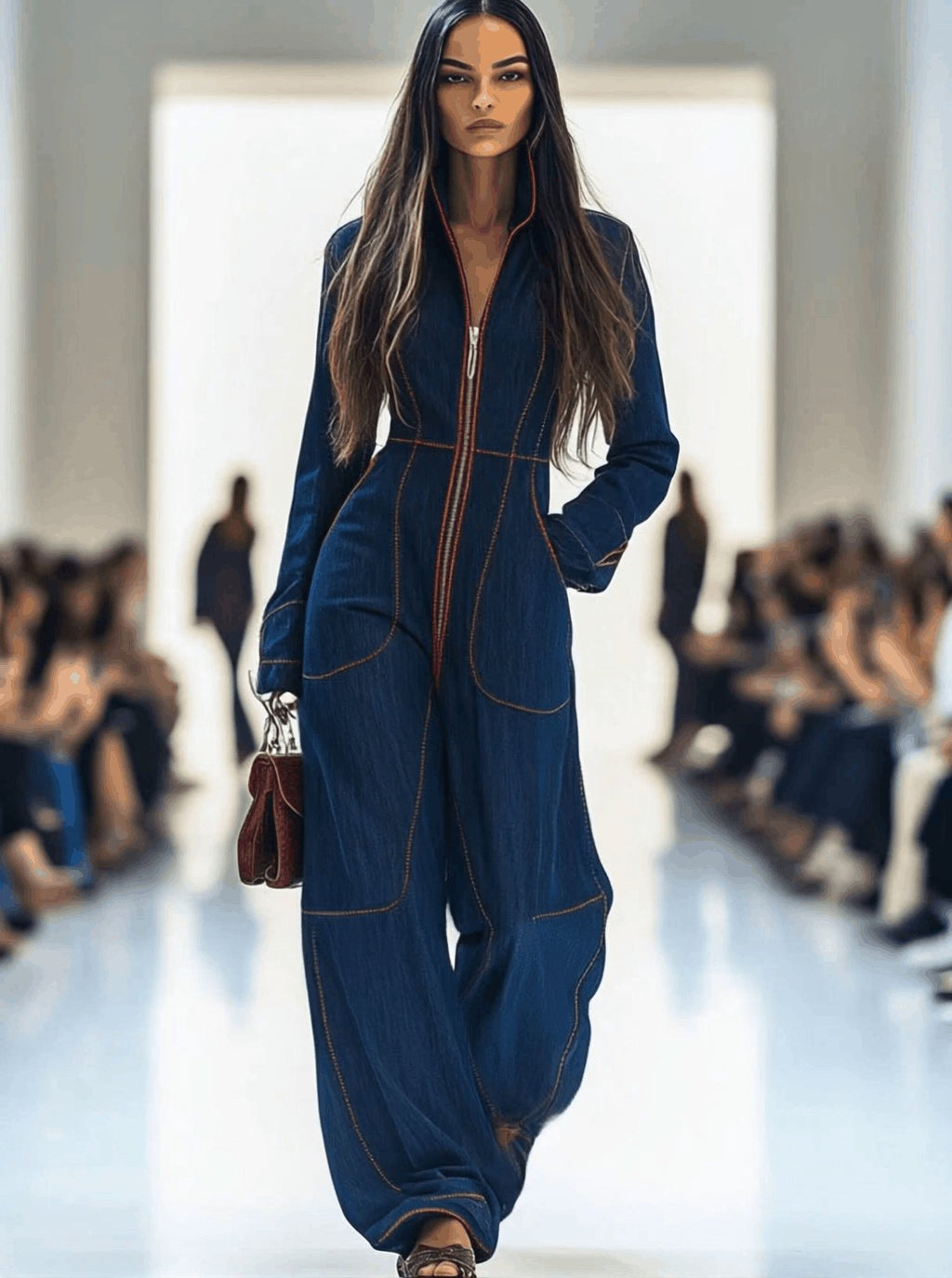 Women's Wide-Leg Denim Jumpsuit | Zip Front · Faylori