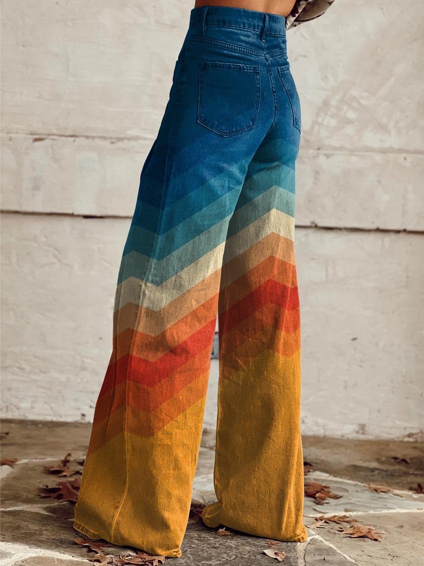 Women's Wide-Leg Pants | Chevron Print · Faylori