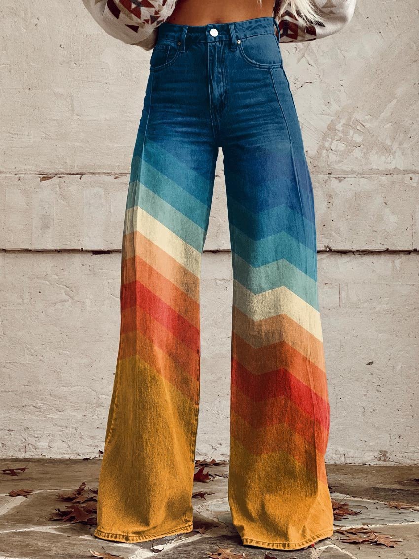Women's Wide-Leg Pants | Chevron Print · Faylori